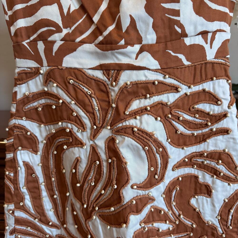 BTB Los Angeles NWT Camel Cream Beaded Soutache Maxi Dress Small - Picture 3 of 8